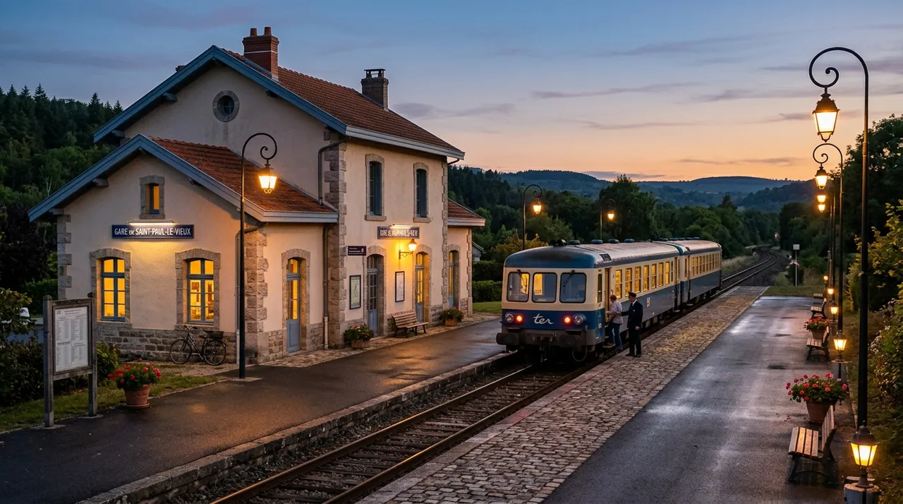 Secteur de la gare de Dax en soirée
