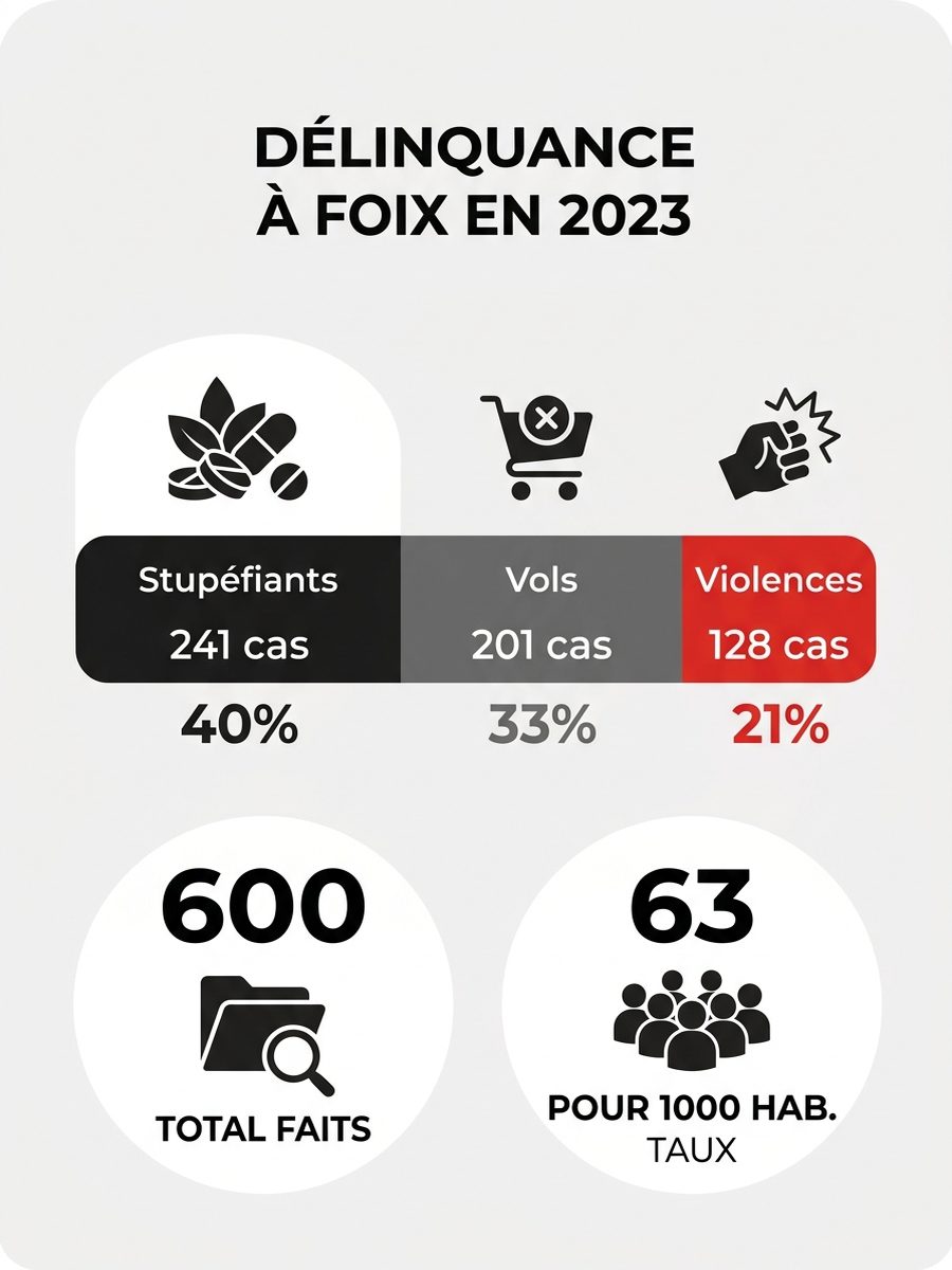 Infographie : chiffres clés de la délinquance à Foix