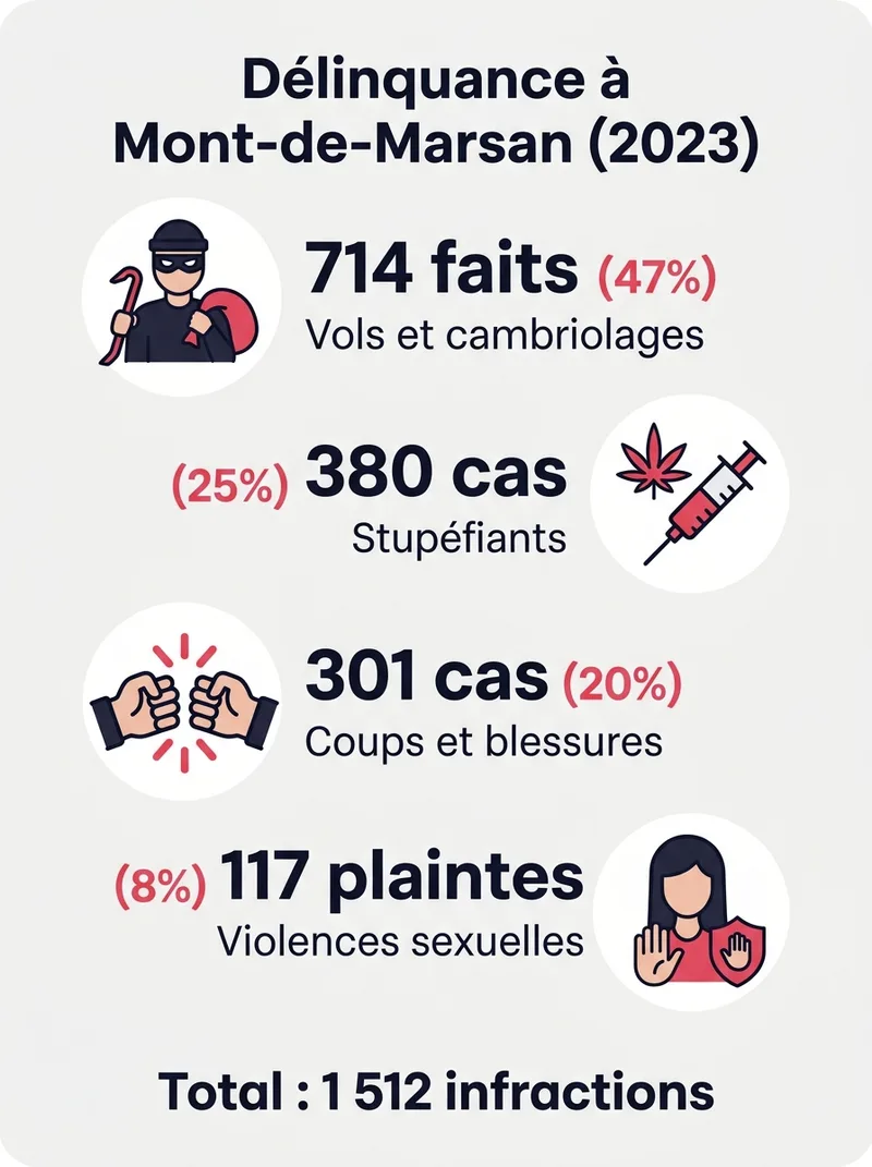 Infographie : chiffres de la délinquance à Mont-de-Marsan