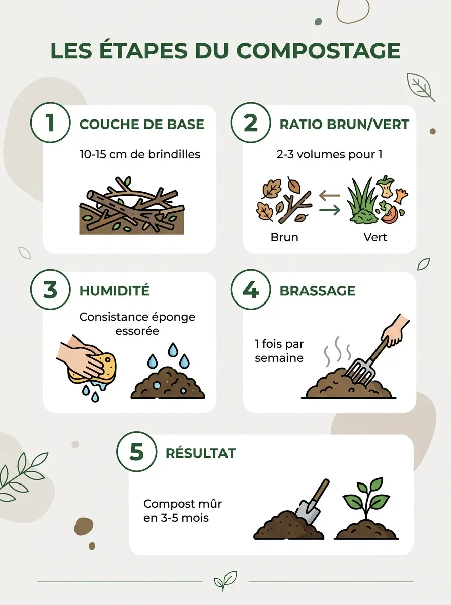 Infographie : les étapes pour démarrer le compostage