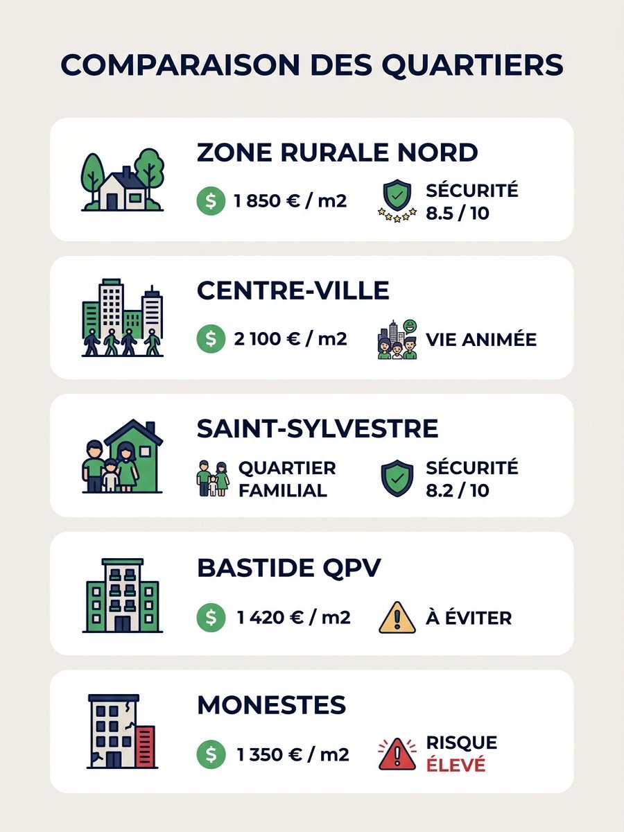 Infographie : comparaison des quartiers de Villeneuve-sur-Lot