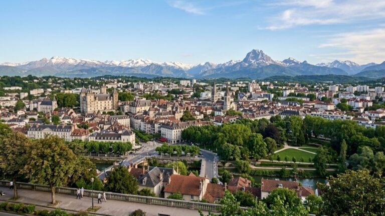 Panorama de Pau avec les Pyrénées en arrière-plan