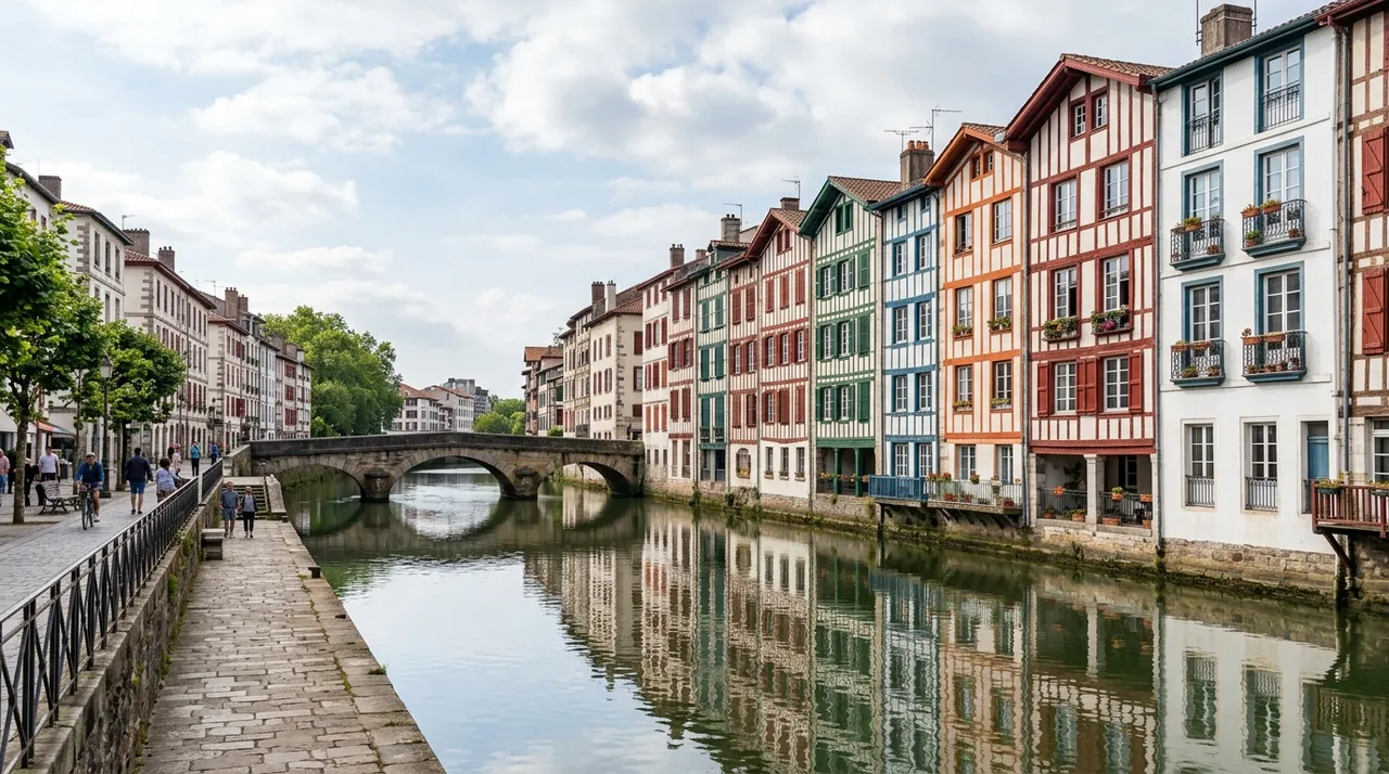 Vue des quartiers de Bayonne le long de la Nive