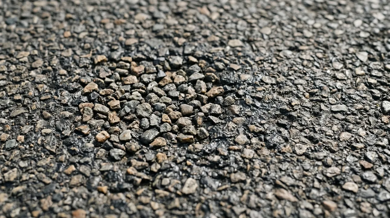 Surface bicouche avec gravillons incrustés dans le bitume