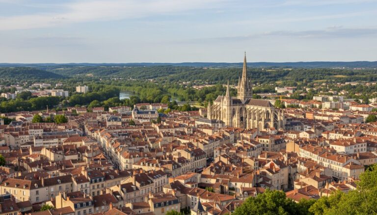 Vue panoramique des toits de Limoges et de la cathédrale