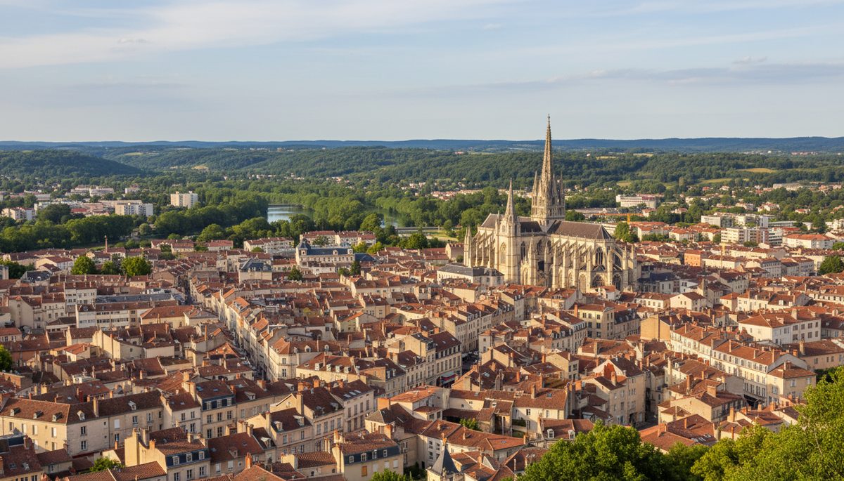 Vue panoramique des toits de Limoges et de la cathédrale