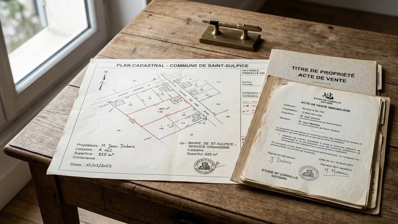 Documents cadastraux et papiers de propriété pour identifier le propriétaire