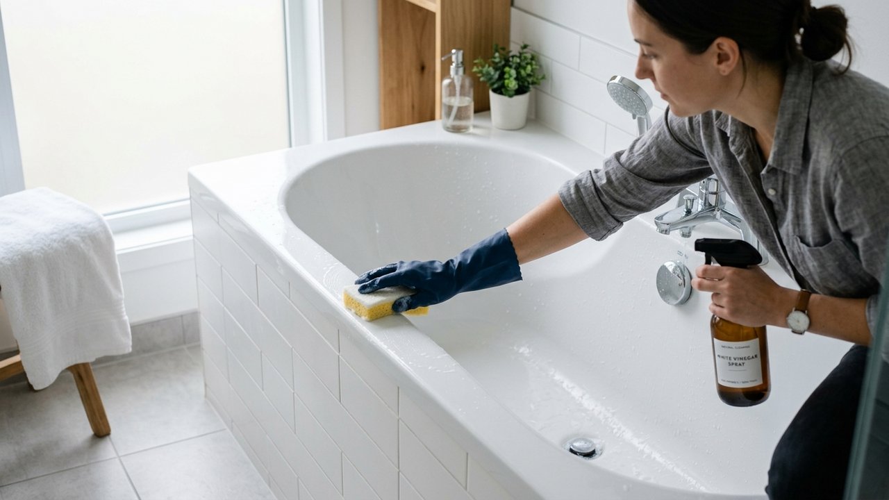 Nettoyage d'une baignoire en acrylique avec produits naturels