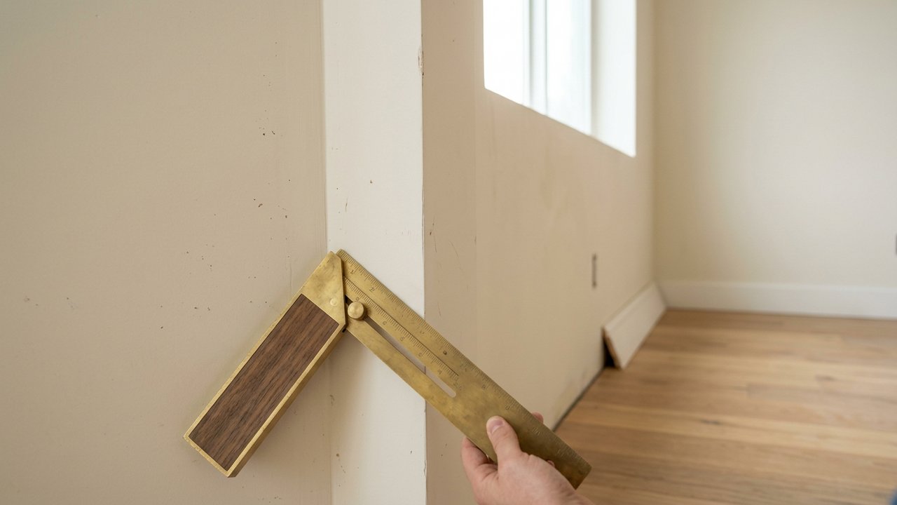 Mesure d'un angle non standard avec une fausse équerre pour plinthe