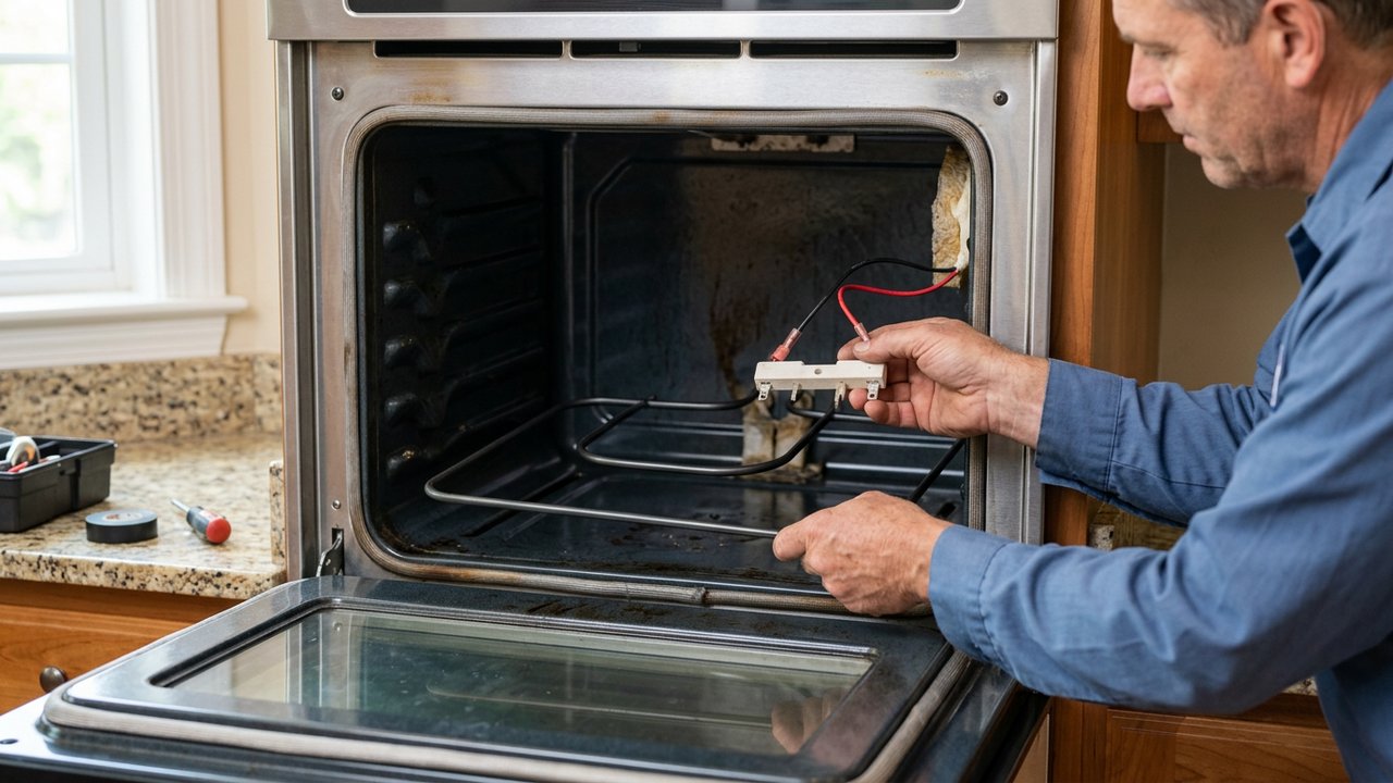 Installation d'une nouvelle résistance de four dans la cavité